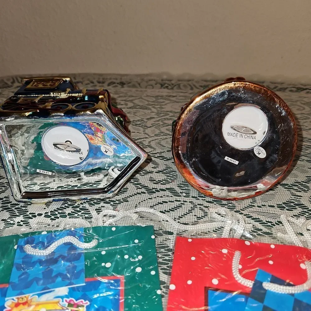 Set of 3 Mr. Christmas Animated Porcelain Hinged Trinket Music Boxes